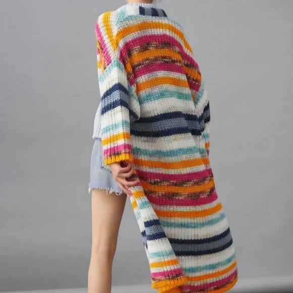 Anthropologie Colorful Striped Women's Sweater Cardigan - Picture 3 of 8
